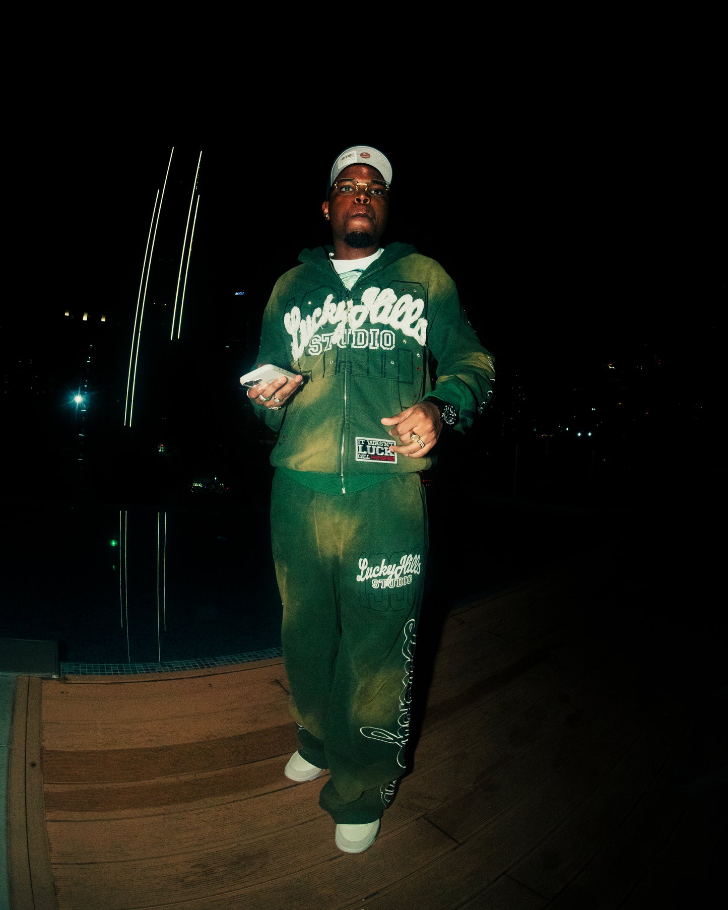 "Lucky Studio" Green Hoodie