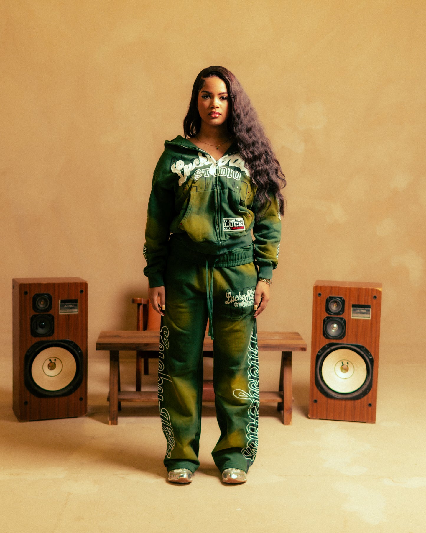 "Lucky Studio" Green Sweats