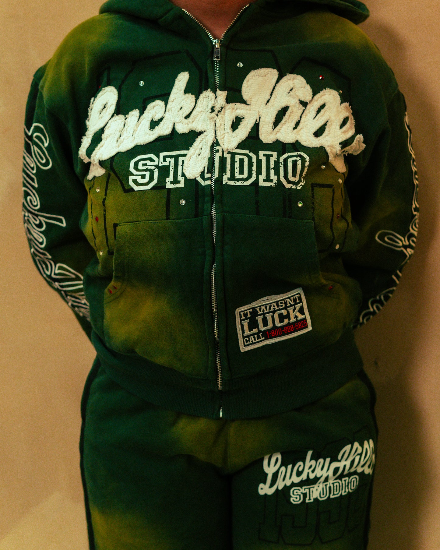 "Lucky Studio" Green Hoodie